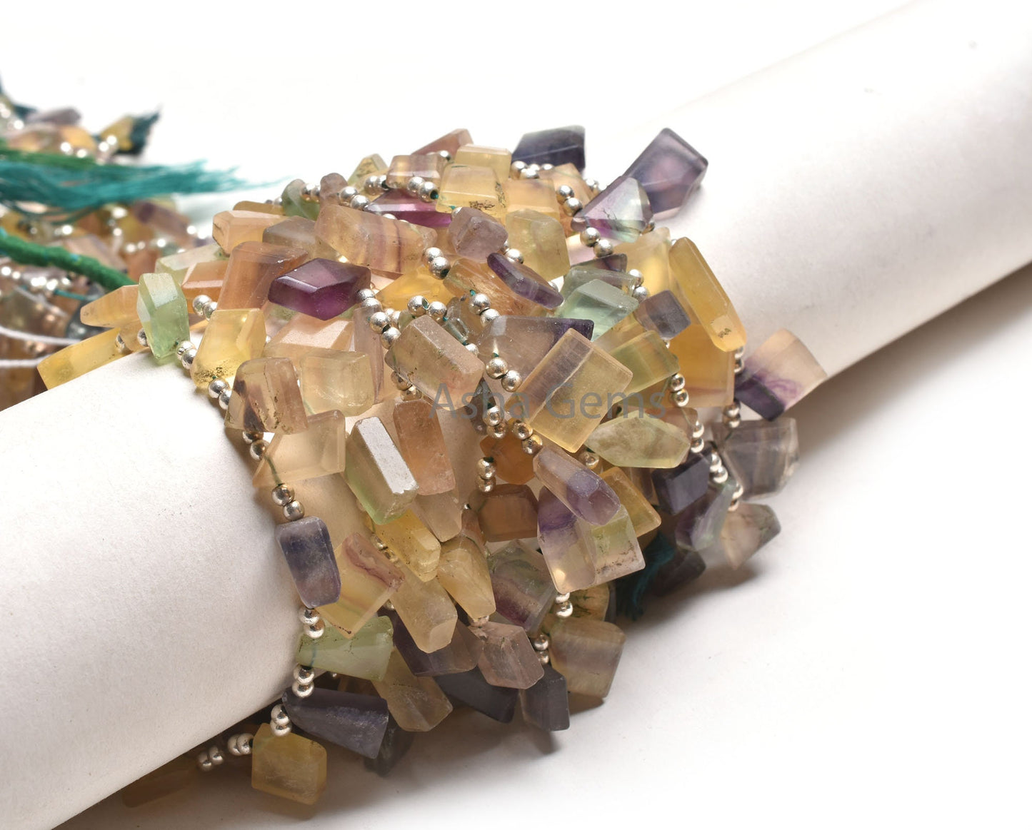 Multi Color Fluorite Fancy Slice Faceted Gemstone Beads, Natural Fluorite Uneven Flat Table Cut Fancy Side Drill Fluorite Bead Jewelry Craft
