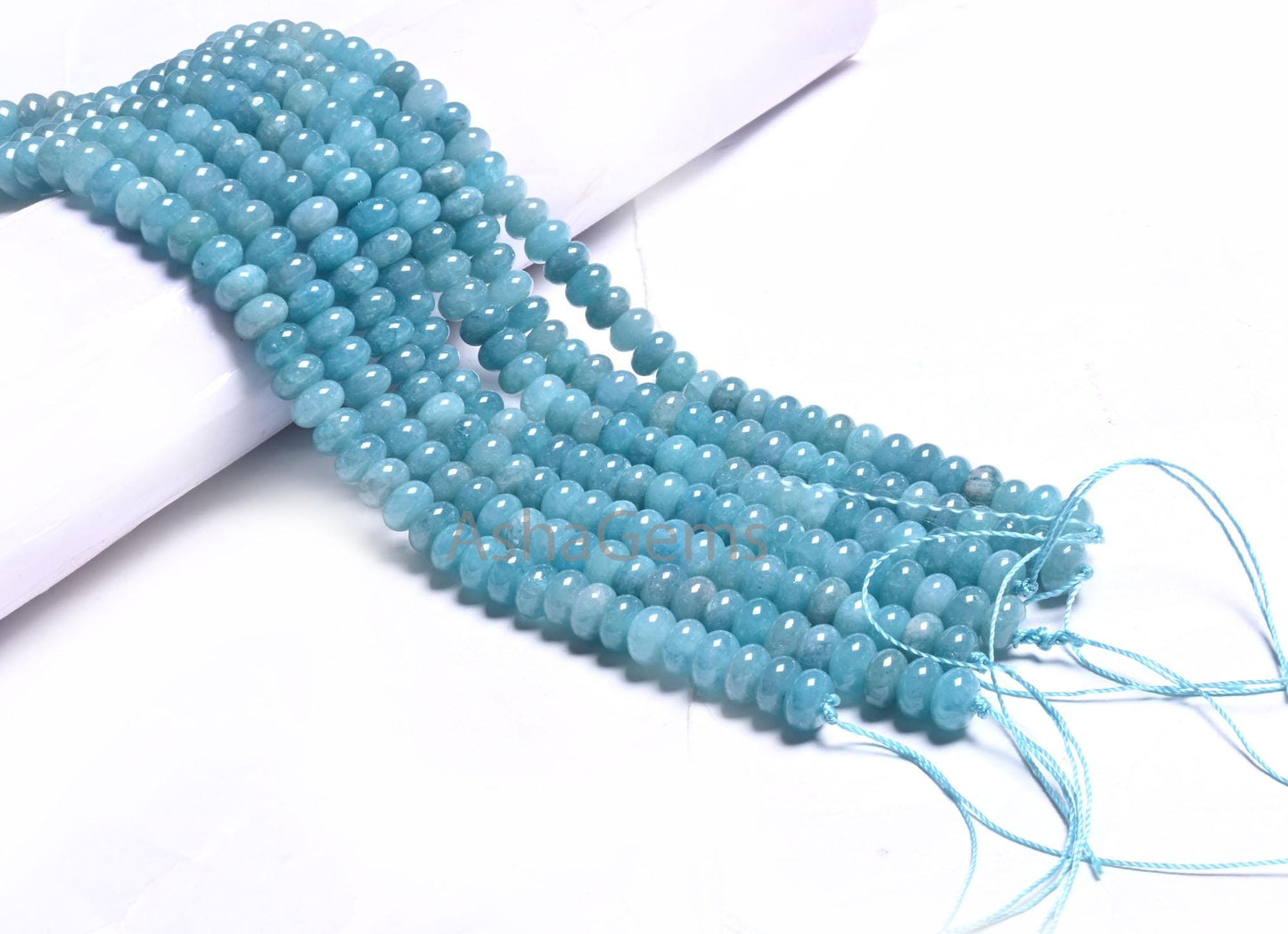 8mm Fine Neon Blue Color Jade Quartz Smooth Rondelle Shape Beads, Off Blue Quartz Plain Gemstone Loose Quartz Bead Jewelry Making Craft SALE