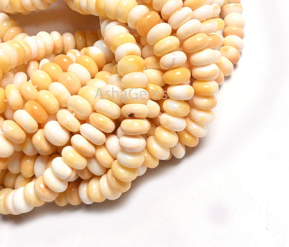Yellow Opal Smooth Rondelle Shape Beads,8,16" Strand Yellow Shaded Opal Plain Gemstone Handmade Beads For Jewelry, AAA Yellow Opal Bead Sale