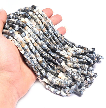 Fine Quality Dendrite Opal Smooth 3D Cube Box Shape Beads,8/16" Natural Dendritic opal Plain Handmade Cube Gemstone Beads Jewelry Craft Sale