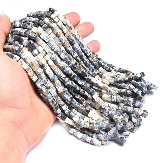 Fine Quality Dendrite Opal Smooth 3D Cube Box Shape Beads,8/16" Natural Dendritic opal Plain Handmade Cube Gemstone Beads Jewelry Craft Sale