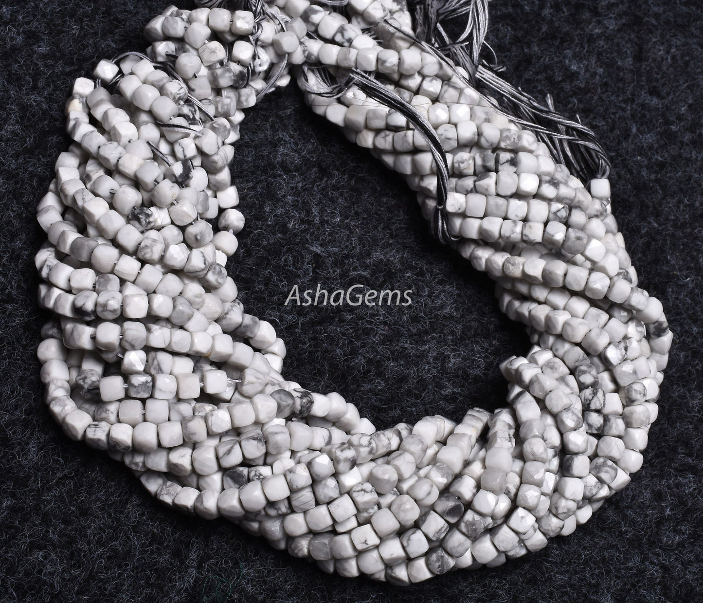 Beautiful Howlite Faceted 3D Cube Box Shape Beads,4 mm,6/13 Inch Strand, White Howlite Faceted Cube Beads,3D Box Beads, Jewelry Making Craft