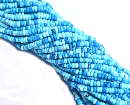 Beautiful Blue Opal Rondelle Shape Gemstone Beads, Shaded Turquoise Blue Opal Handmade Flat Rondelle Uneven Beads Jewelry Making Craft SALE
