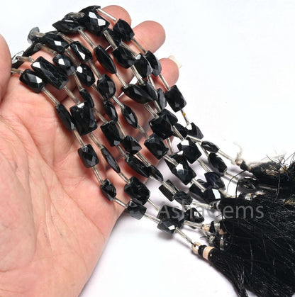 AAA Quality Black Spinel Rectangle Shape Gemstone Beads, Natural Spinel fancy Chicklet Faceted Straight Drill Black Spinal Bead Jewelry SALE (18603)