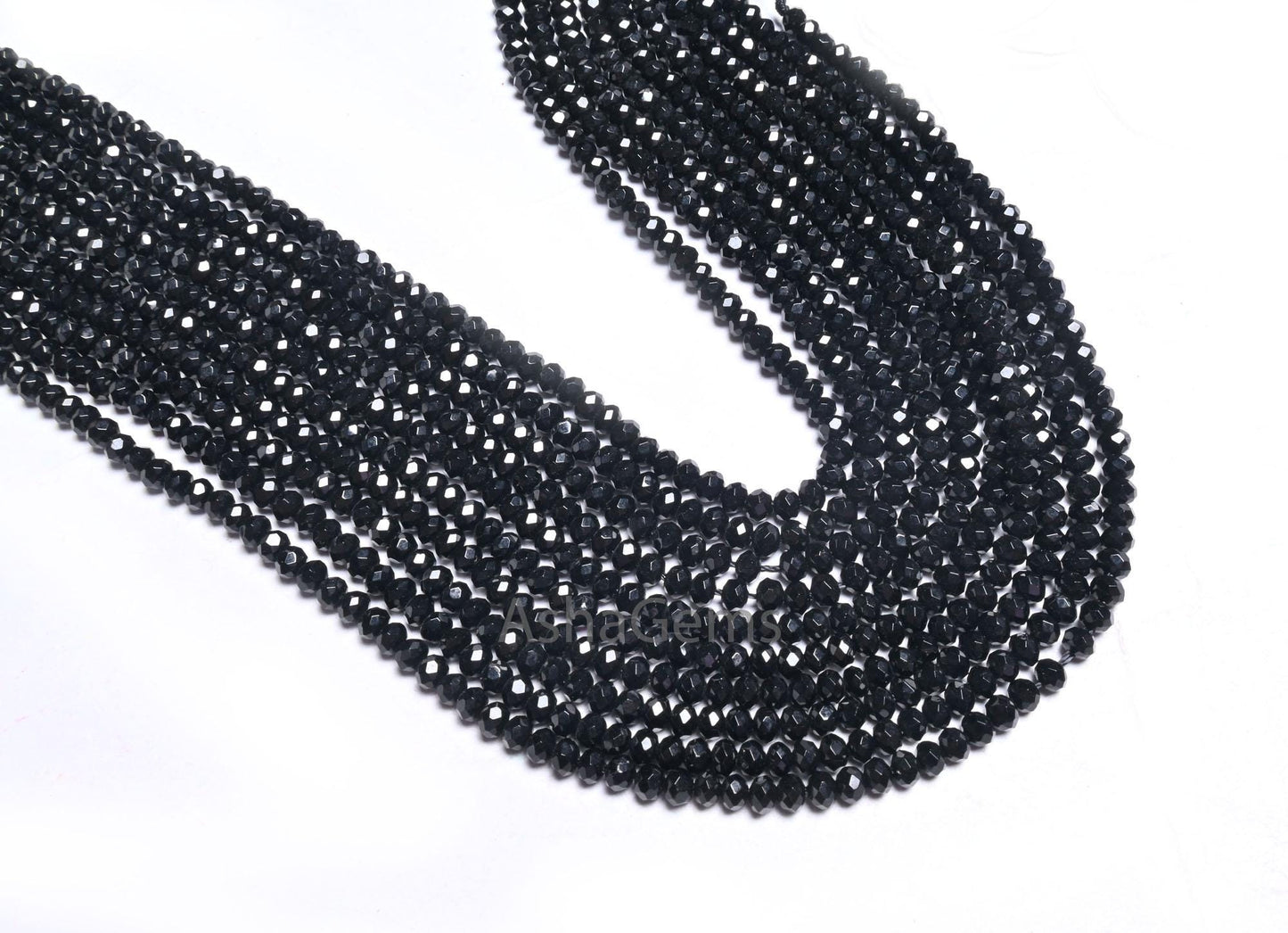 4 mm Beautiful Black Jade Quartz faceted Rondelle Shape Beads,14" AAA Coal Black Jade Quartz machine cut Gemstone Beads Jewelry Crafts SALE