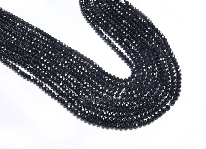 4 mm Beautiful Black Jade Quartz faceted Rondelle Shape Beads,14" AAA Coal Black Jade Quartz machine cut Gemstone Beads Jewelry Crafts SALE
