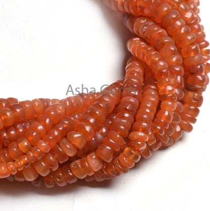 12"Strand Carnelian Smooth Beads, Orange Red Carnelian Plain Handmade Flat Rondelle Gemstone Beads, Carnelian Bead Jewelry Making Handicraft