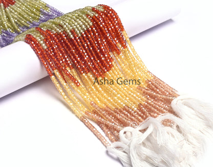 Beautiful Multi Color Shaded Zircon machine Cut Rondelle Beads,3mm Cubic zirconia Micro Cut Faceted Beads, Zircon Bead Jewelry Necklace SALE