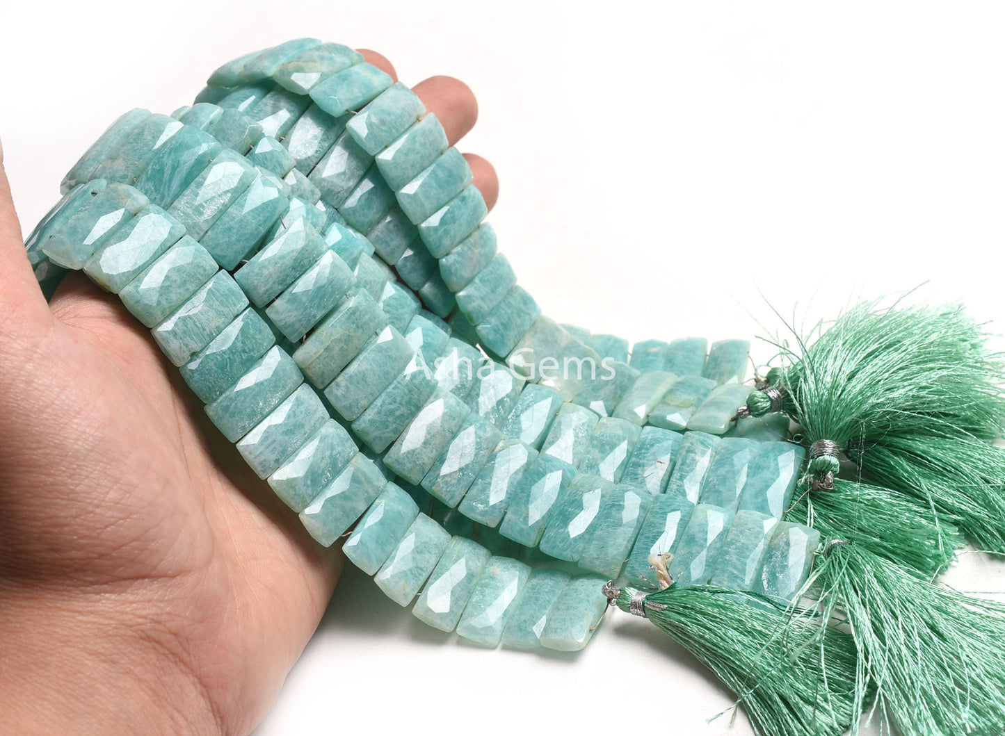 Fine Blue Amazonite Faceted Rectangle Shape Beads, Natural Peru Amazonite Fancy Chicklet Bead For Bracelet Jewelry Making Double Drill Beads