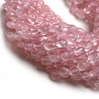 AAA Quality Rose Quartz Smooth Oval Gemstone Beads, Natural Pink Rose Quartz Plain Handmade Uneven Tiny Oval Beads Jewelry Handicraft SALE