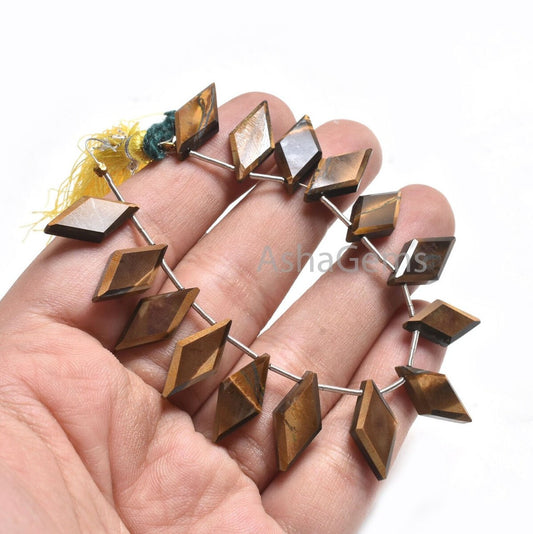 Natural Tiger Eye Fancy Rhombus Shape Faceted Beads,9-18 mm Fine Tiger Eye Side Drill Rhombus Gemstone Loose Beads Jewelry making Craft SALE