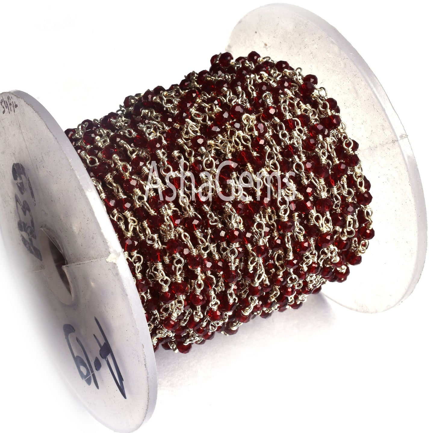 SALE 3,5,10,25 Feet Red Stone Hydro Faceted Rondelle Beaded Rosary Chain Silver Plated Wire,Red Stone Jewelry Making Finding, Chain 3mm