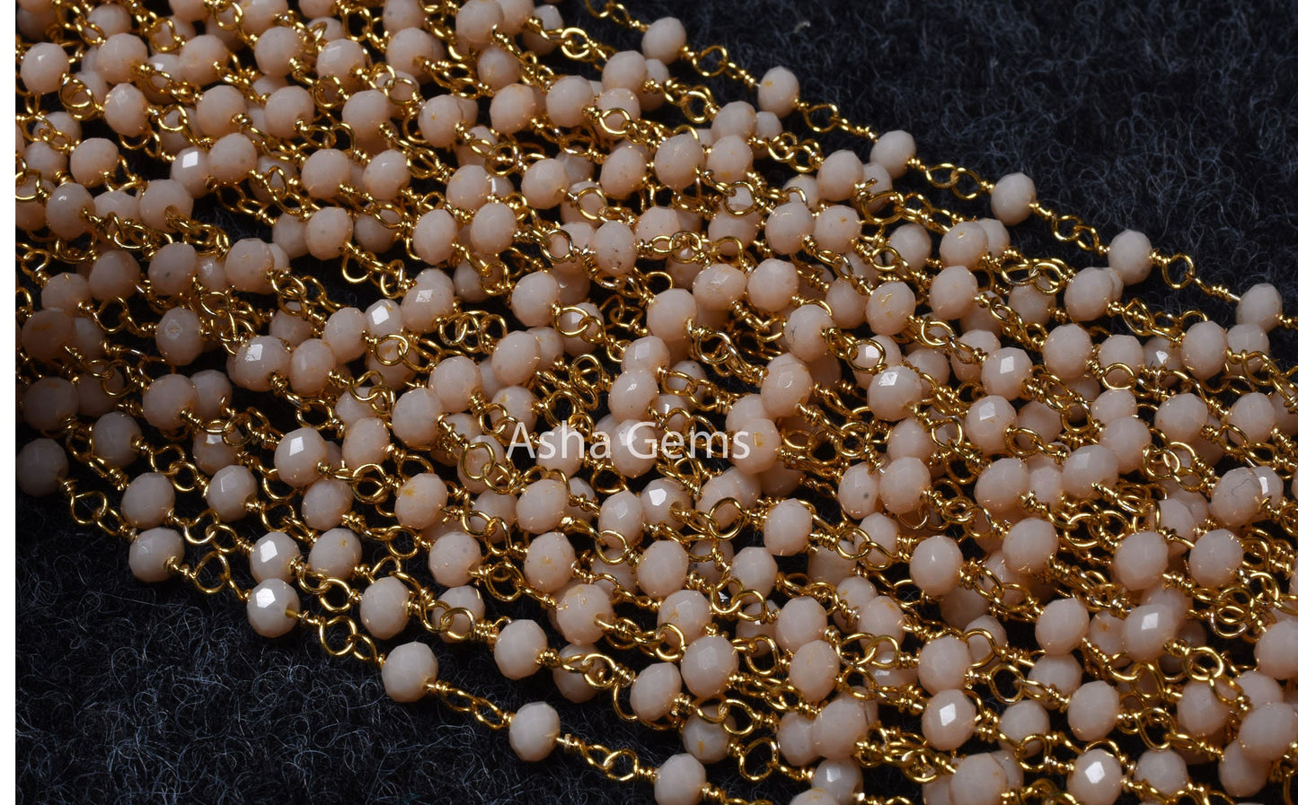 Beautiful Pink Opal Hydro Rondelle Faceted Beads Rosary Chain,3mm Gold,Rose Gold Plated Wire Wrap Beaded Handmade Chain Jewelry Making Craft