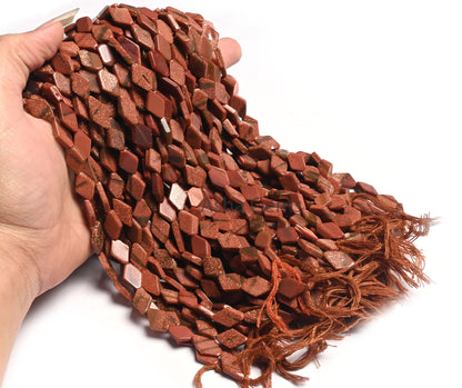 Beautiful Brown Sunstone Fancy Rhombus Shape Straight Drill Beads,12" Sunstone Fancy Uneven Handmade Gemstone Bead Jewelry making Craft SALE