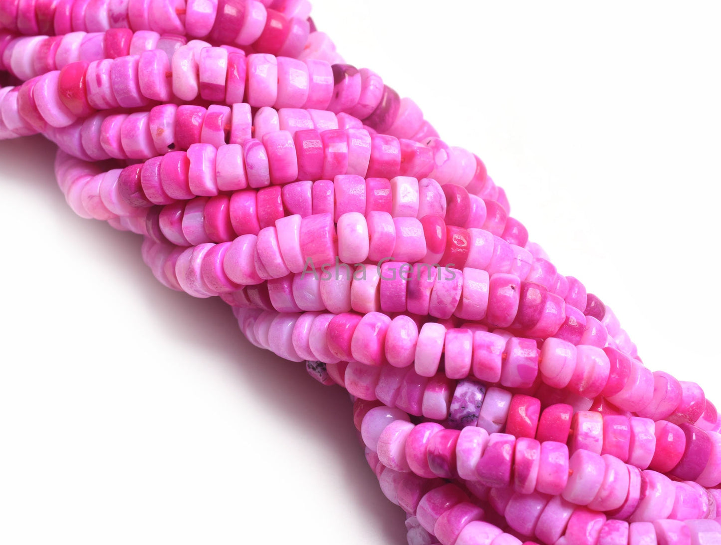 Beautiful Hot Pink Opal Smooth Tyre Gemstone Beads, Shaded Pink Opal Plain Handmade Wheel Shape Beads,16"Opal Bead Jewelry Making Craft SALE