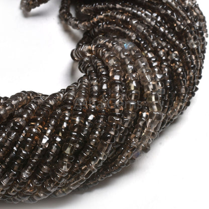 Beautiful Smoky Quartz Smooth Uneven Shape Rondelle Handmade Gemstone Beads,12" Strand Natural Smoky Beads, Smoky Plain Beads Jewelry Making