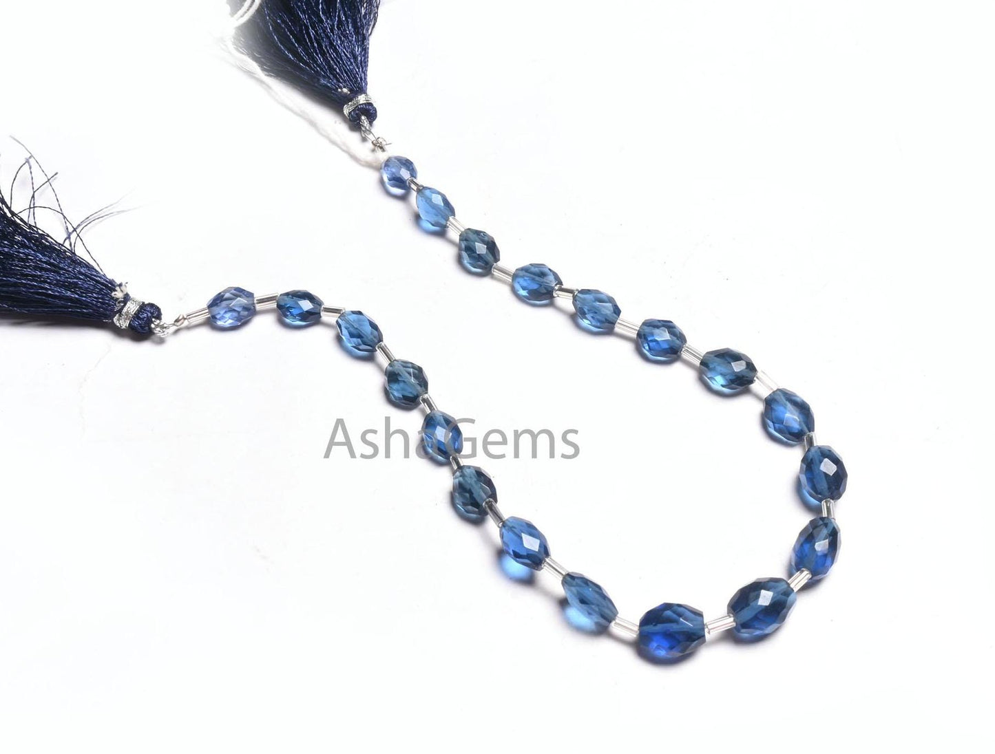 Fine Quality Blue Quartz Hydro fancy Puff Oval Checker Cut Beads,6x8-8.5x10 mm Royal Blue Hydro faceted Oval Briolette handmade Bead Jewelry