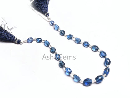 Fine Quality Blue Quartz Hydro fancy Puff Oval Checker Cut Beads,6x8-8.5x10 mm Royal Blue Hydro faceted Oval Briolette handmade Bead Jewelry