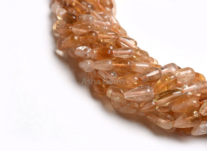 Natural Citrine Smooth Drops Straight Drill Beads, Shaded Yellow Citrine Plain Handmade Uneven Teardrop Gemstone Beads Citrine Jewelry SALE