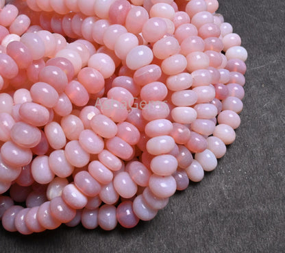 Beautiful Pink Opal Rondelle Shape Smooth Bead,16" Shaded pink Opal Handmade Gemstone Loose Beads Jewelry Making Crafts AAA Opal Beads SALE
