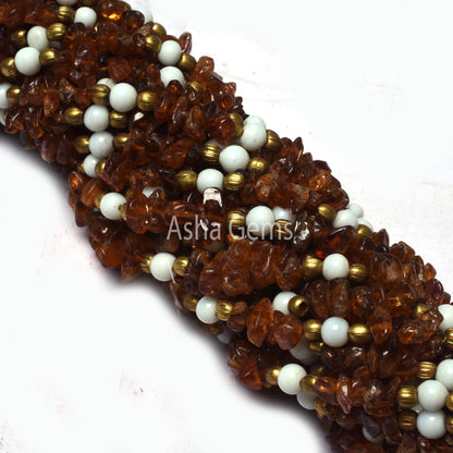 34" Strand Natural Hessonite Uncut Chips Beads, Brown Hessonite garnet Gemstone Raw Rough Smooth Tiny Beads, Hessonite Finding Bead Jewelry