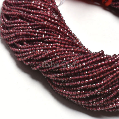 2.5 mm AAA Garnet Micro Cut Gemstone Beads, Natural Red Garnet Faceted Rondelle Shape Machine Cut Beads, Garnet Bead For Jewelry making SALE