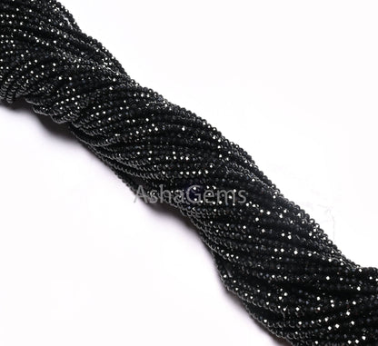 Beautiful Natural Black Spinel Rondelle Faceted Micro Cut Gemstone Loose Beads 3 mm AAA Quality Spinel Micro Cut Beads Jewelry Making Crafts