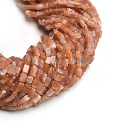 Natural Sunstone Smooth Rectangle Shape Gemstone Beads,14" Red Sunstone Plain Handmade Fancy Chicklet Straight Drill Bead Jewelry Craft SALE
