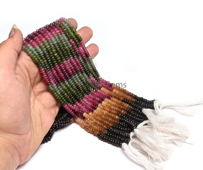 Beautiful Multi Tourmaline Quartz Smooth Rondelle Shape Gemstone Loose Beads,4.5-5mm Multi Color Shaded Tourmaline Quartz Flat Beads Jewelry
