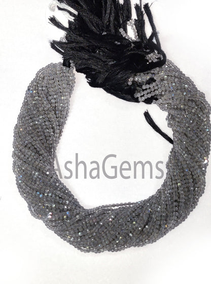 AAA Natural Labradorite Faceted Rondelle Beads,1.8 mm Beautiful Blue Fire Labradorite Machine Cut Micro Faceted Bead Black Rainbow Bead SALE