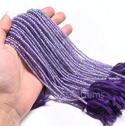AAA Quality Light Purple Zircon Micro Cut Rondelle Faceted Beads,3mm Cubic Zircon Beads, Purple Blue Zircon Bead Jewelry Necklace Craft SALE