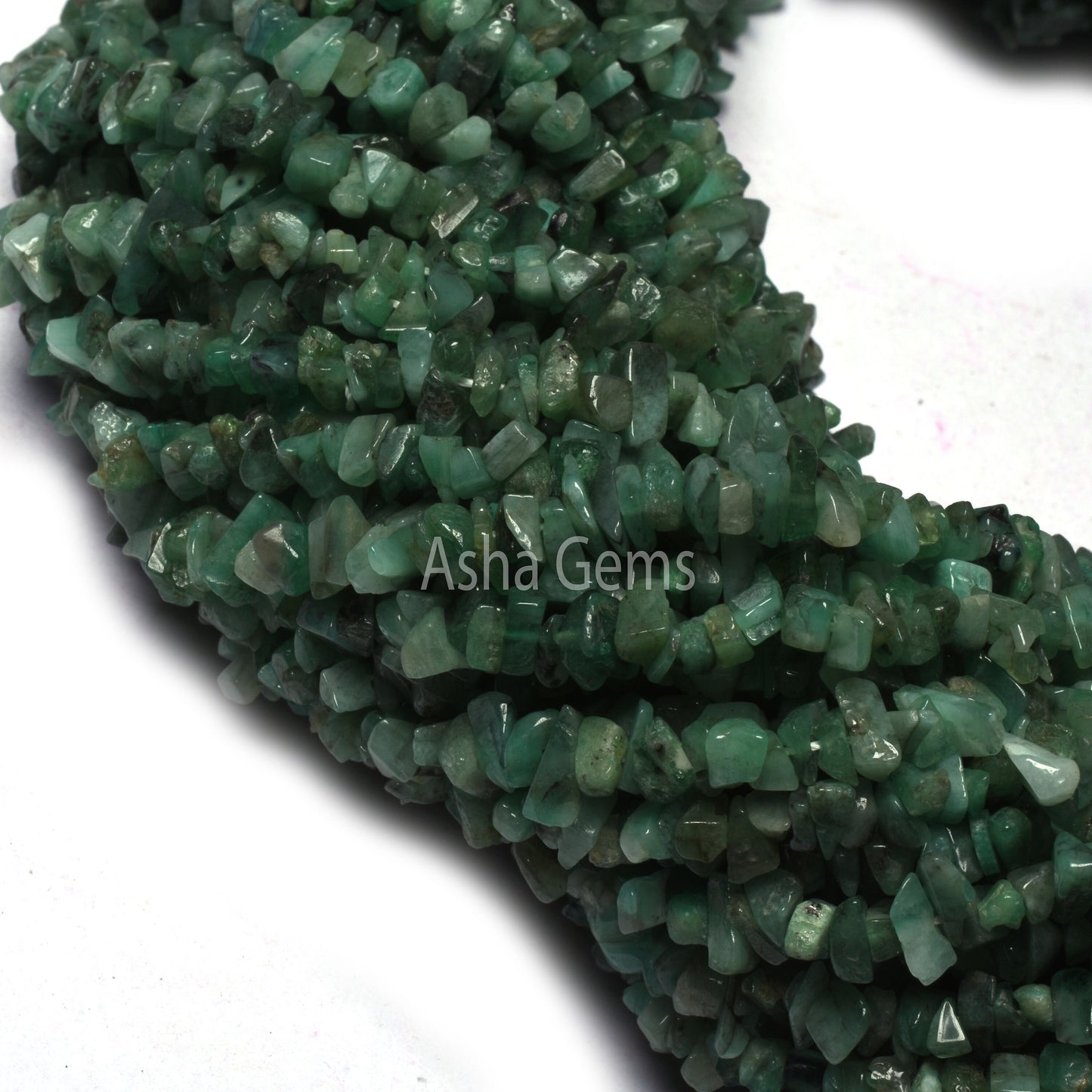 AAA Quality 34" Strand Natural Green Emerald Uncut Chips Raw Gemstone Beads, Green Emerald Gemstone Rough Smooth Tiny Nuggets Beads, Emerald