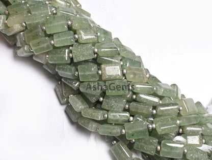 Natural Strawberry Quartz Smooth Rectangle Shape Handmade Beads, Light Green Strawberry Fancy Chicklet Straight Drill Gemstone Beads Jewelry