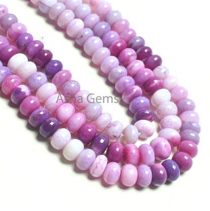 Beautiful Shaded Purple Opal Plain Handmade Rondelle Beads,16" Strand Lavender Opal smooth Gemstone Loose Opal Beads Necklace Jewelry SALE