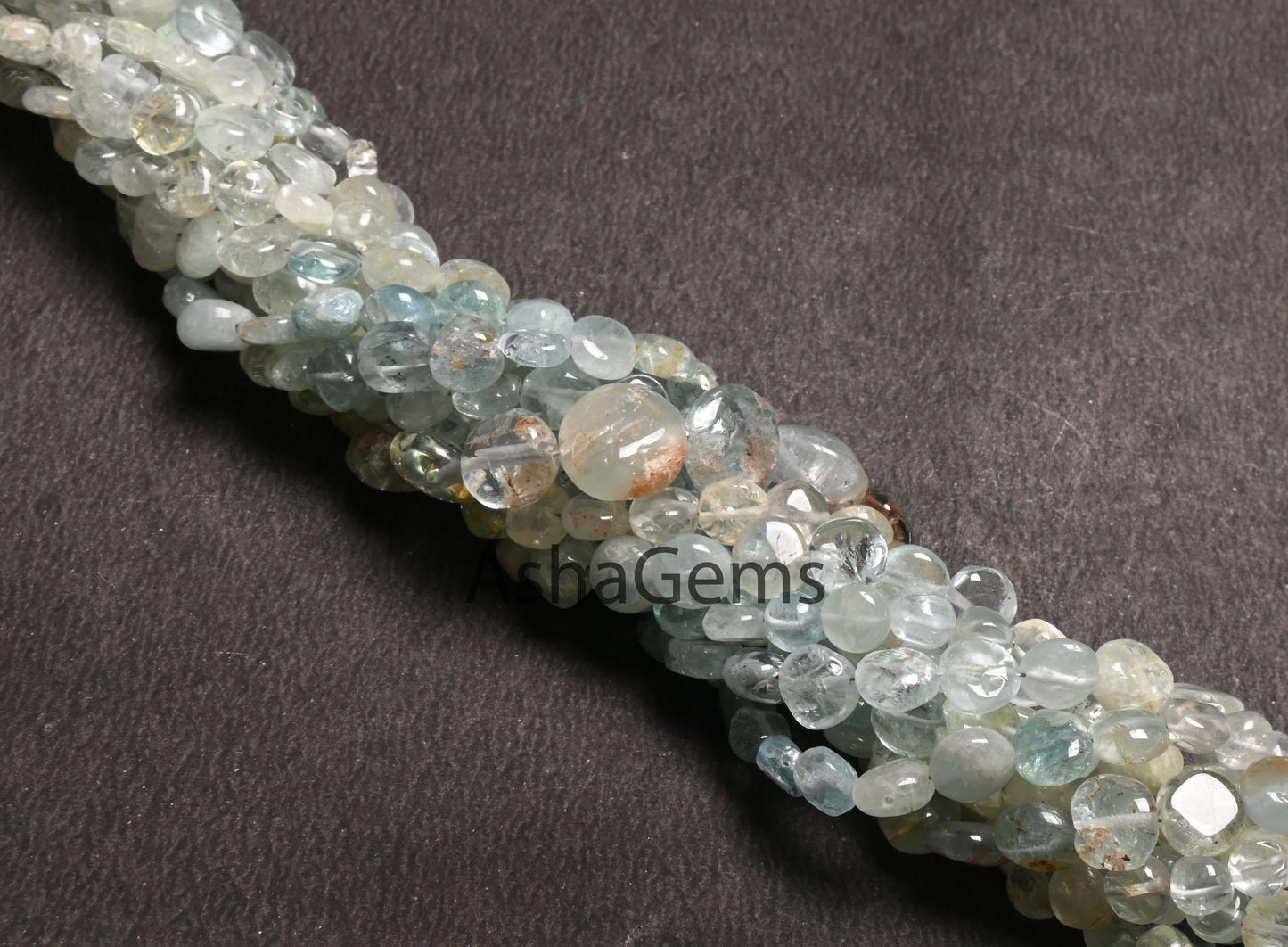 Aquamarine Beads, Light Aqua Blue Aquamarine Plain Handmade Coin Beads Gemstone Smooth Coin Uneven Shape Beads For Jewelry Making Crafts 8"