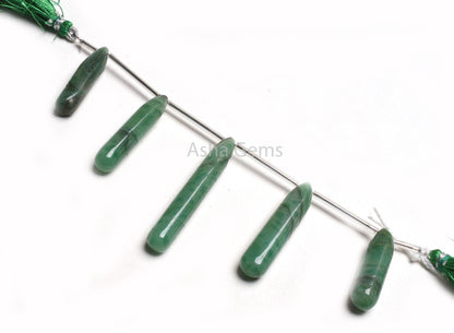 Beautiful Green Chalcedony Smooth Long Drop Beads,9x32-9.5x56 mm Chalcedony Plain Handmade Fancy Pencil Teardrop Briolette Bead Jewelry SALE