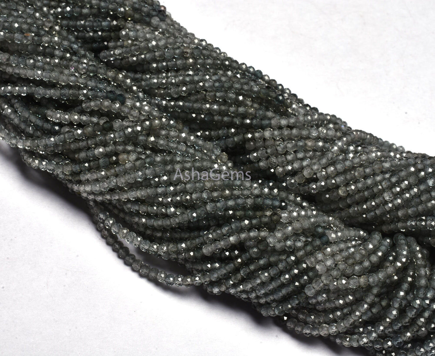 beautiful Shaded Green sapphire Faceted Rondelle Gemstone Beads, Rare Green sapphire Micro Faceted Bead Precious Sapphire Beads For Necklace