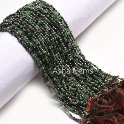Natural Ruby Zoisite Micro Cut Faceted Gemstone Beads,2.5 mm Rare Ruby Zoisite Machine Cut Rondelle Beads, Ruby Zoisite Bead Strand Jewelry