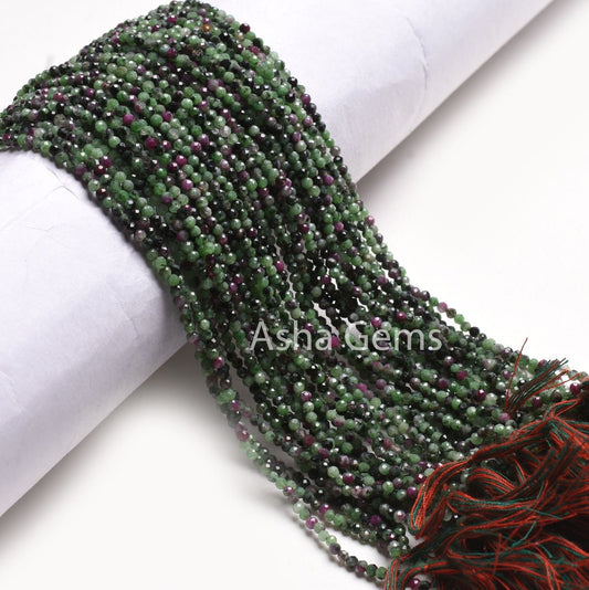 Natural Ruby Zoisite Micro Cut Faceted Gemstone Beads,2.5 mm Rare Ruby Zoisite Machine Cut Rondelle Beads, Ruby Zoisite Bead Strand Jewelry