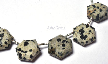 Beautiful Dalmation Jasper Fancy Hexagon Shape Faceted Beads,11-13.5 mm Natural Dalmation Jasper 6 Corner Gemstone beads, Jasper Beads Craft