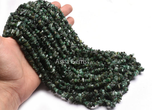 34" Strand Natural Emerald Gemstone Uncut Chips Raw Beads Natural Green Emerald Raw Rough Tiny Nugget Smooth Emerald Bead Jewelry Craft SALE