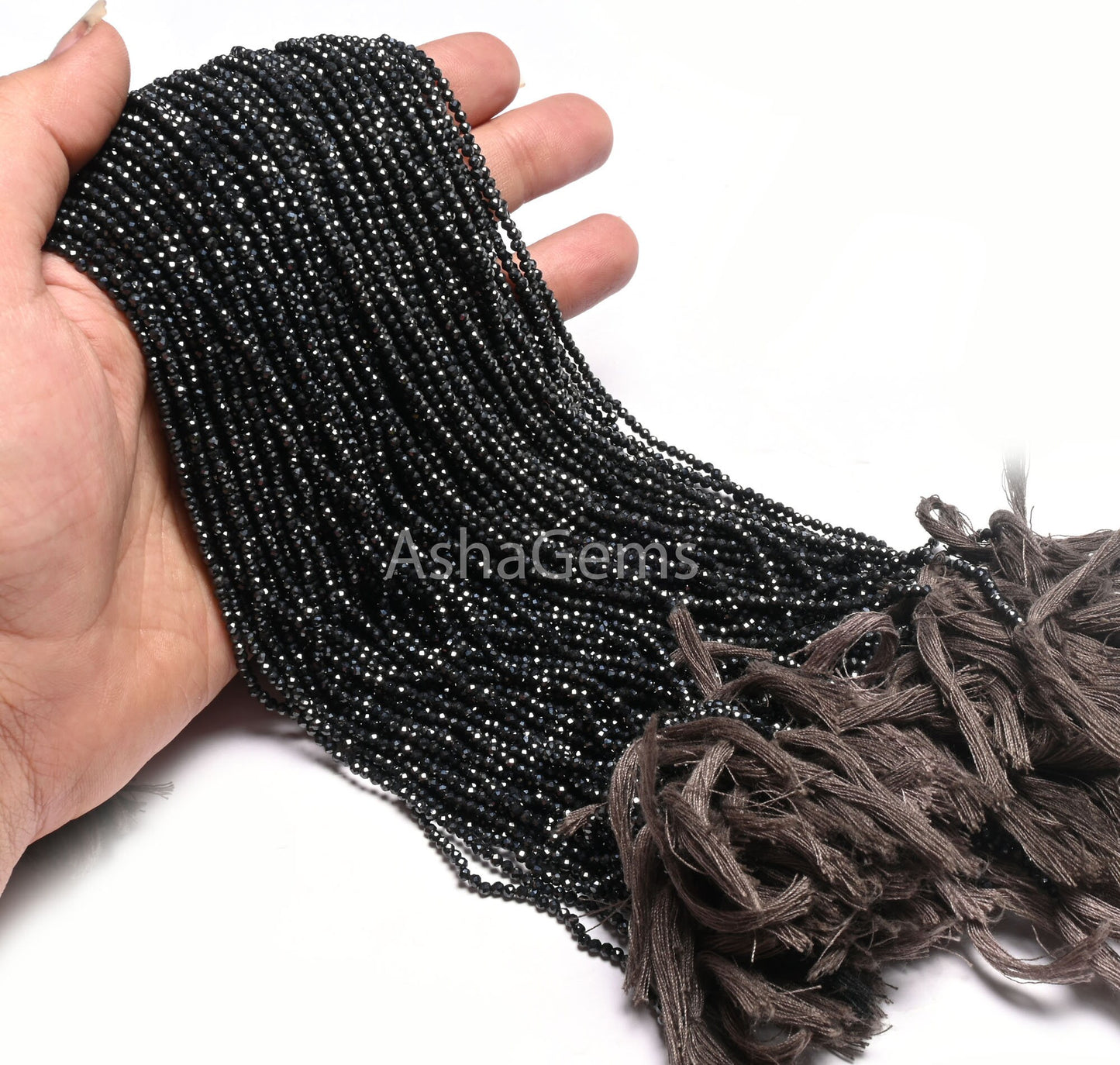 AAA Spinel Grey Coated Faceted Micro Cut Rondelle Gemstone Loose Beads,2.2 mm Black Spinel Diamond Coated Machine Cut Spinal Beads Jewelry