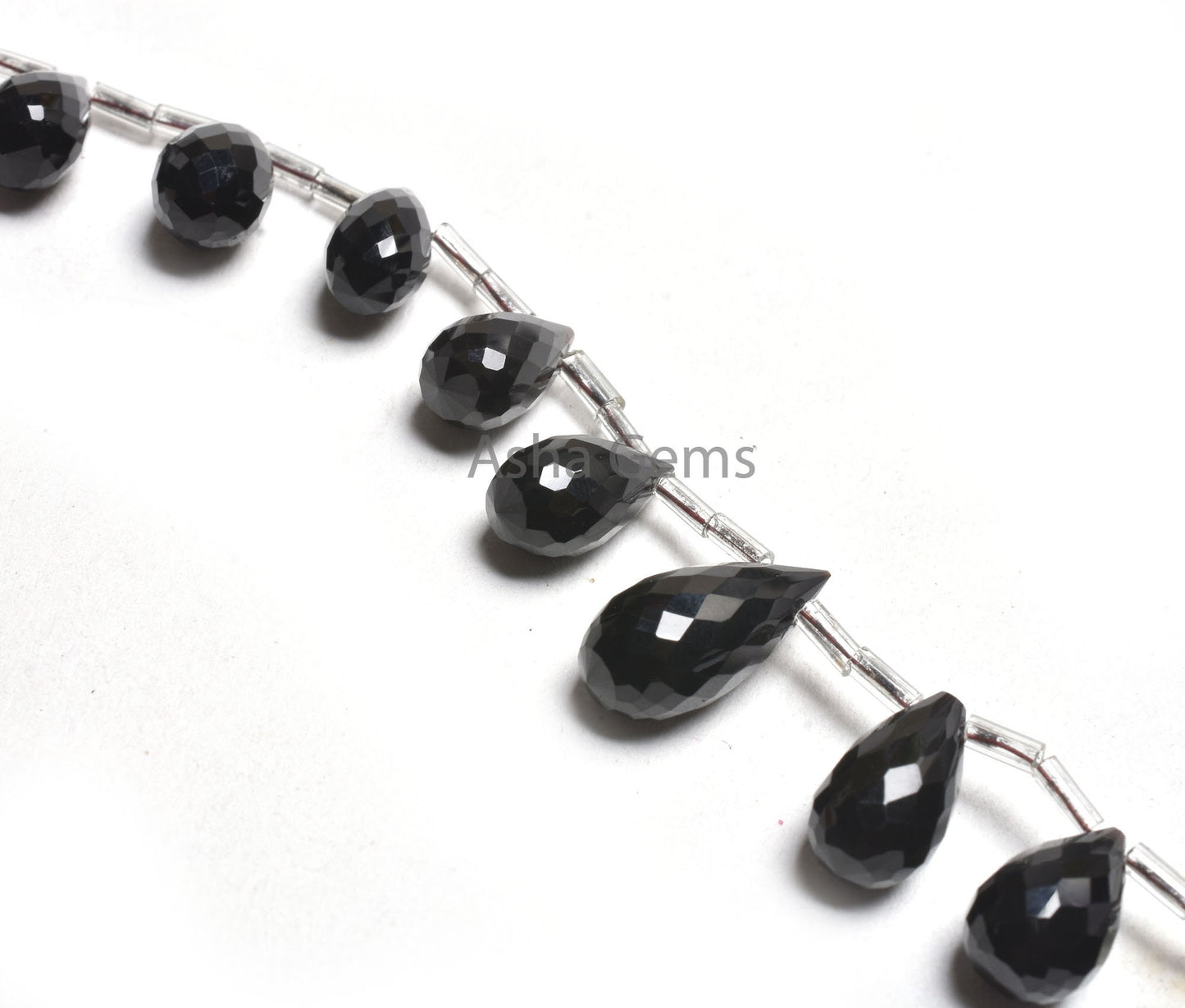 AAA Quality Black Spinal Faceted Drop Shape Beads,7x12-8x17 mm Onyx Teradrop Briolette side Drill Gemstone Beads, Black Onyx Beads Jewelry
