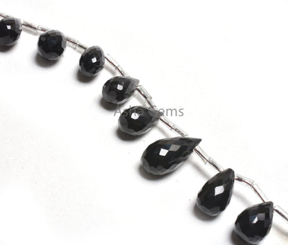 AAA Quality Black Spinal Faceted Drop Shape Beads,7x12-8x17 mm Onyx Teradrop Briolette side Drill Gemstone Beads, Black Onyx Beads Jewelry