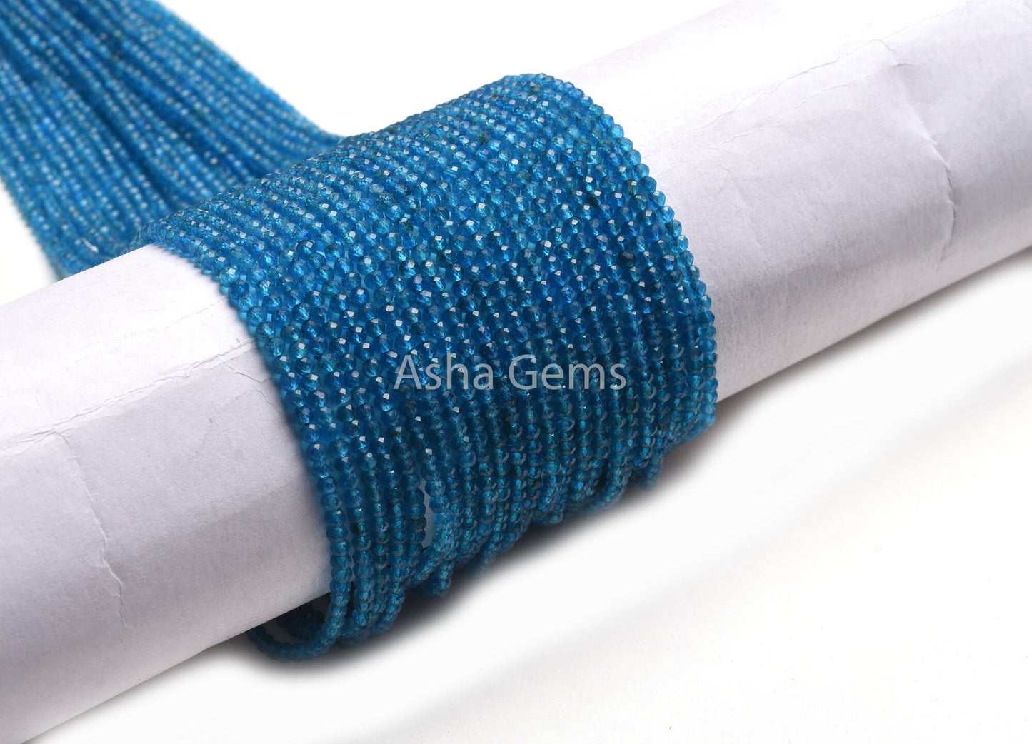 Super Top Quality Neon Apatite Micro Cut Beads,2.75mm AAA++ Apatite Faceted Machine Cut Rondelle Gemstone Beads, Neon Blue Apatite Bead SALE