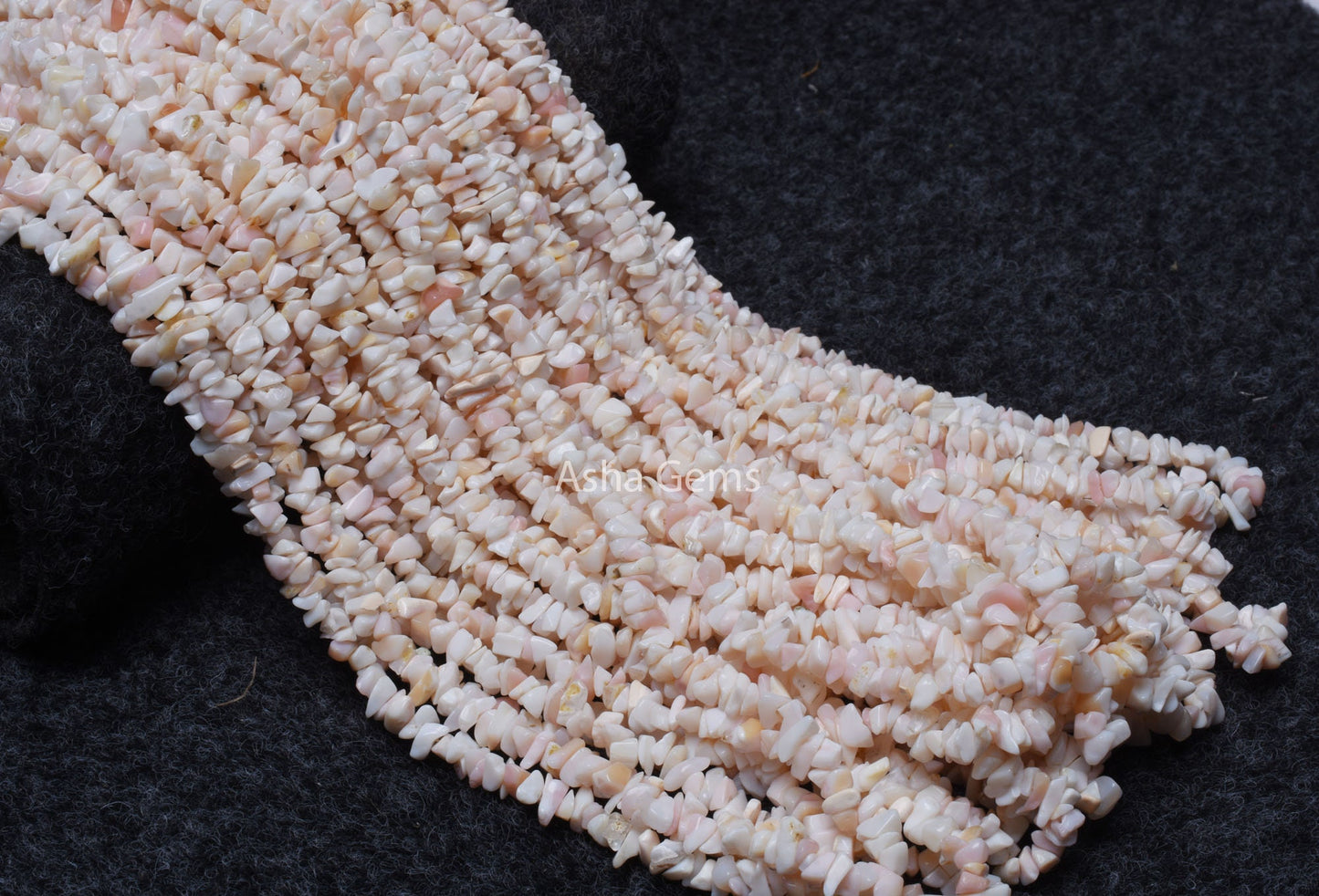 Natural Pink Opal Uncut Chip Beads,34" Strand Opal Smooth raw Rough Gemstone Beads, Light Pink Opal Beads Tiny Nugget Chip Bead Jewelry Sale