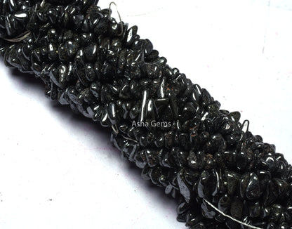 34 inch Natural Gun Metal Uncut Chips Raw Gemstone Beads Gunmetal Rough Smooth Nugget Beads, AAA Black Gun metal, Hematite Beads Raw Stones