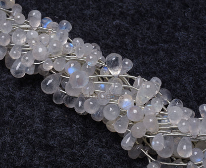 9" Strand beautiful Rainbow Moonstone Drops Shape beads, Fine white rainbow Smooth side drill Teardrop Gemstone Bead For Jewelry making SALE