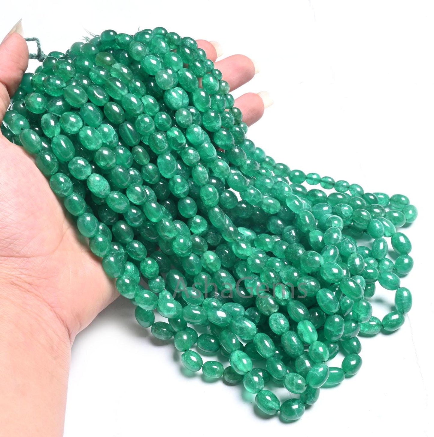 Beautiful Green Quartz Smooth Puff Oval Fancy Shape Beads,9/18" Strand Fine Quartz Plain Handmade Oval Quartz Gemstone Beads Jewelry Making