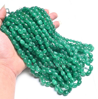 Beautiful Green Quartz Smooth Puff Oval Fancy Shape Beads,9/18" Strand Fine Quartz Plain Handmade Oval Quartz Gemstone Beads Jewelry Making